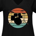 thumbnail image 4 of Inktastic Drum Set Retro Drummer Sunset Women's Plus Size V-Neck T-Shirt, 4 of 5