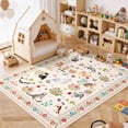 thumbnail image 3 of Garvee 5'x7' Floral Area Rug Animal Cat Carpet, Washable Boho Rugs Non Slip Low Pile Soft Indoor Floor Mat for Living Room Bedroom Dining Room, Beige, 3 of 6