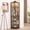 Cherry 645, variant on Corner Glass Display Cabinet with Lights, White MDF+Glass Curio Cabinet for Living Room, Adjustable Shelves Wine Cabinet with Carved Crown Decoration, 71.93H