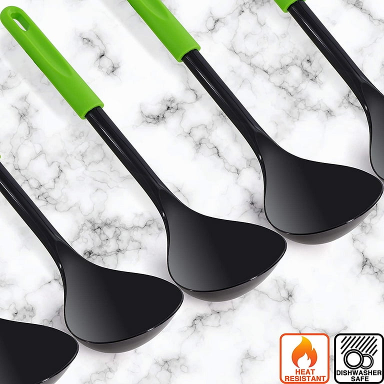 3 Calphalon Kitchen Utensils Cooking Black w/ Silicone Grip Spatula Ladle  Spoon