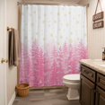 thumbnail image 3 of Pink Christmas Shower Curtain - Water Repellent Fabric Shower Curtains Washable, Winter Xmas Trees Snowflakes Rustic Decorative Polyester Cloth Bathroom Curtains Modern Bath Decor 72"x84", 3 of 8