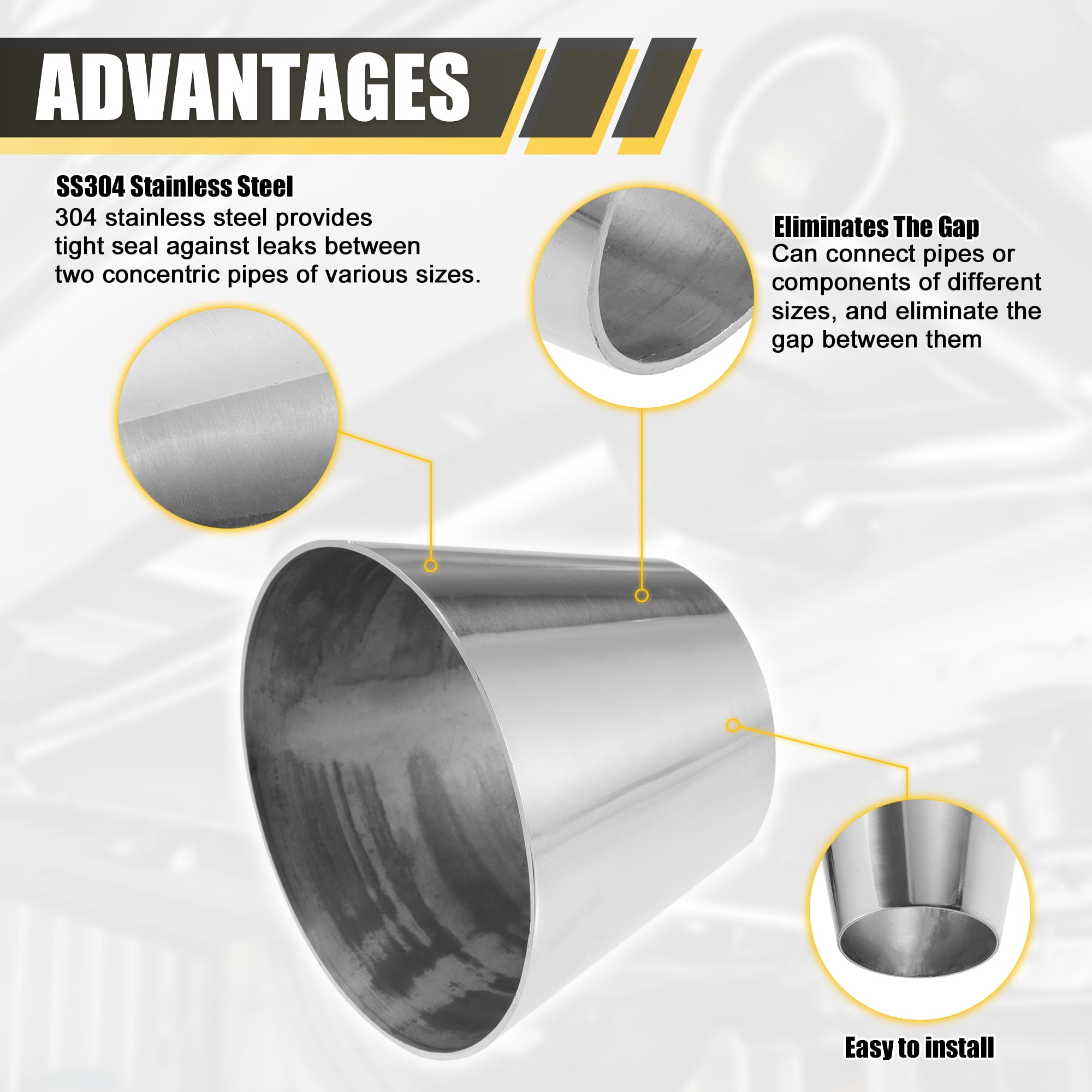 Unique Bargains Car Mandrel Exhaust Bend Elbow Pipe Concentric Reducer 1pcs 2.5"-4" OD