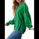 thumbnail image 3 of Sudaderas de Gran Tamaño para Mujer, Cuello Redondo, Larga, Informales, Holgadas, con Abertura, Otoño 2025 Verde XXL, 3 of 8
