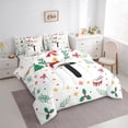 thumbnail image 3 of Homewish Cartoon Monogrammed T Twin Bedding Sets 7-Piece for Kids, Kawaii Bowknot Ribbon Bedding Comforter Set, Reindeer Christmas Hat Reversible Sheet Sets, Super Cozy Room Decor, 3 of 7