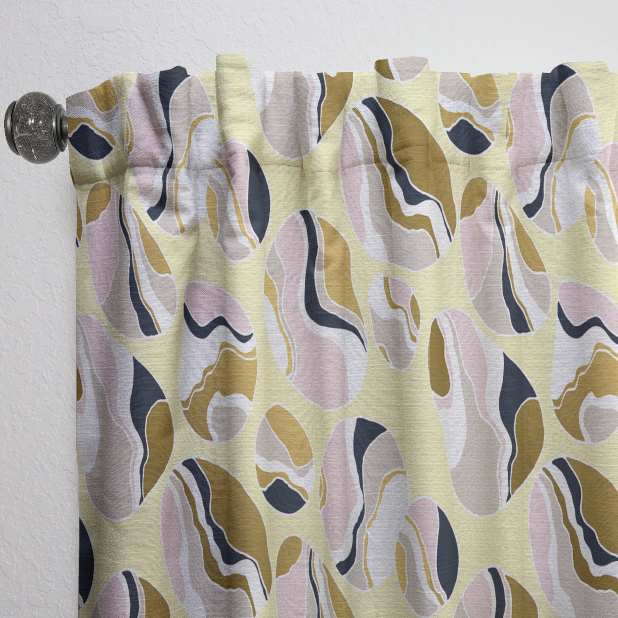 Designart 'Golden Abstract River Stones' Mid-Century Modern Curtain Panel