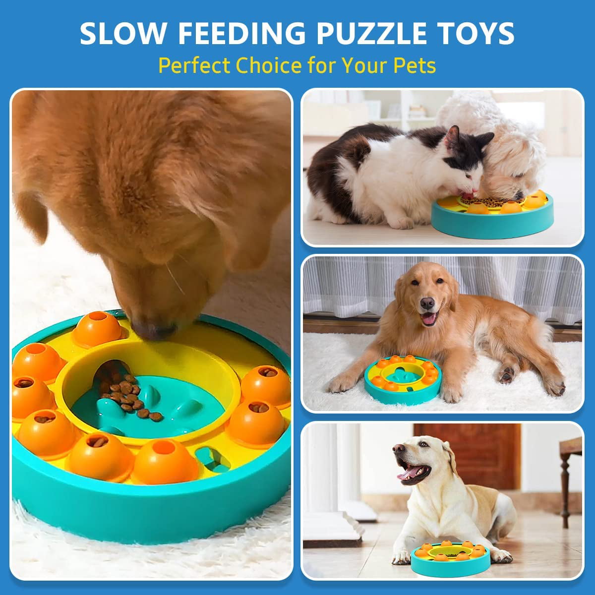 Kubatis Dog Rotating Puzzle Toys Level 3 2 1, Dog Treat Puzzle Slow Feeder,  Interactive Enrichment Toys for Large/Medium/Small, Dog Food Dispenser for