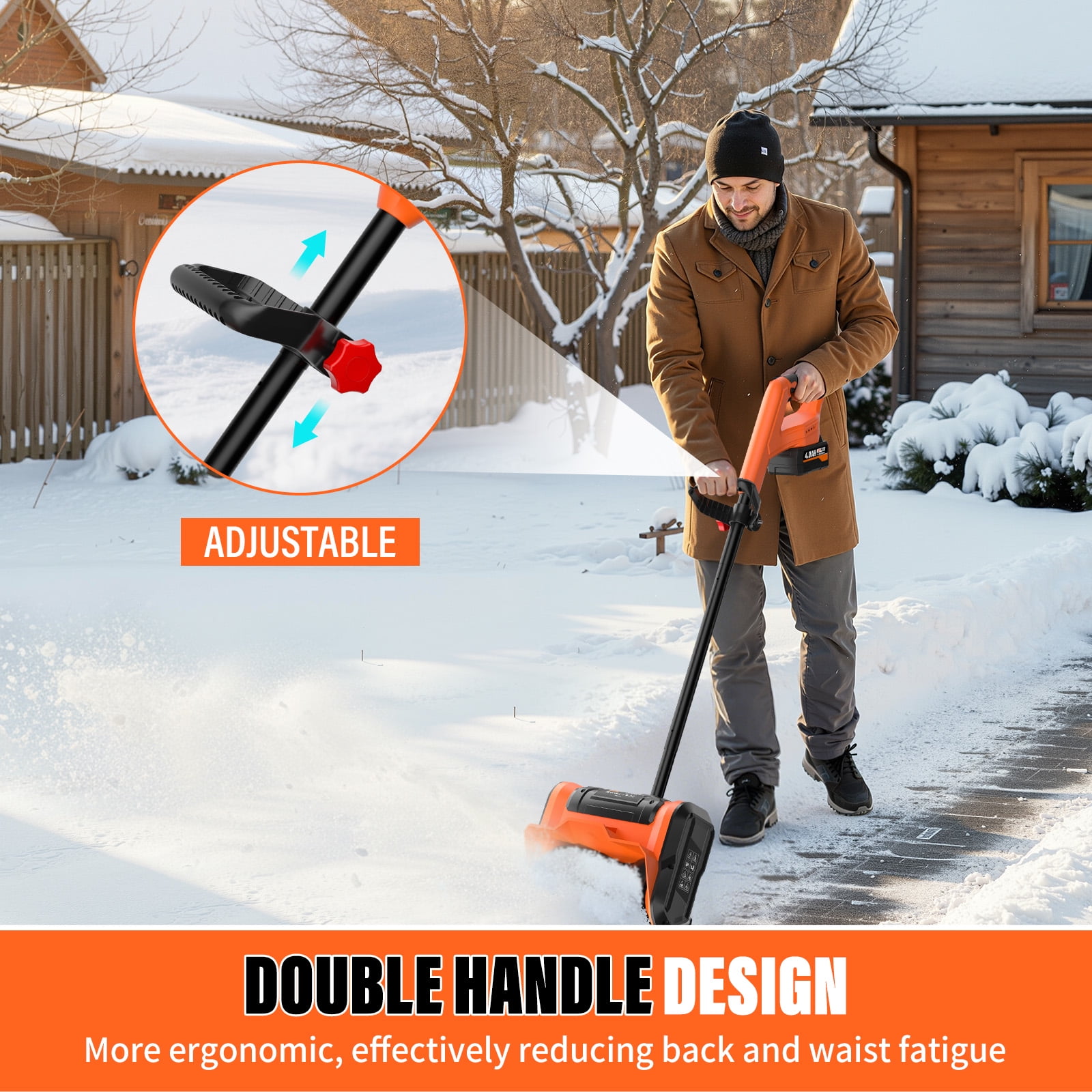 20V Cordless Electric Snow Shovel, 10-Inch Battery Powered Snow