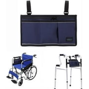 Walker Bag Wheelchair Electric Scooter Bag Travel Carry Bag Pouch Armrest Side Organizer Mesh Storage Cover - Fits Most Bed Rail, Scooters, Walker, Power & Manual Electric Wheelchair (Dark Blue)
