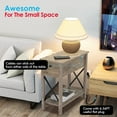 thumbnail image 5 of Side End Tables with Charging Station, BTMWAY Wood Side Table with Storage for Living Room, Farmhouse Modern Bedside Table with Flip Top, X-Shaped, Narrow End Table for Bedroom, Living Room, Gray, 5 of 9