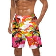 thumbnail image 2 of Yertdoel Mens Swim Trunks Palm Print Elastic Waist Drawstring Shorts with Pockets Soft Comfortable Breathable Fast Drying Hawaiian Beach Vacation Summer Outdoor Casual Shorts, 2 of 5