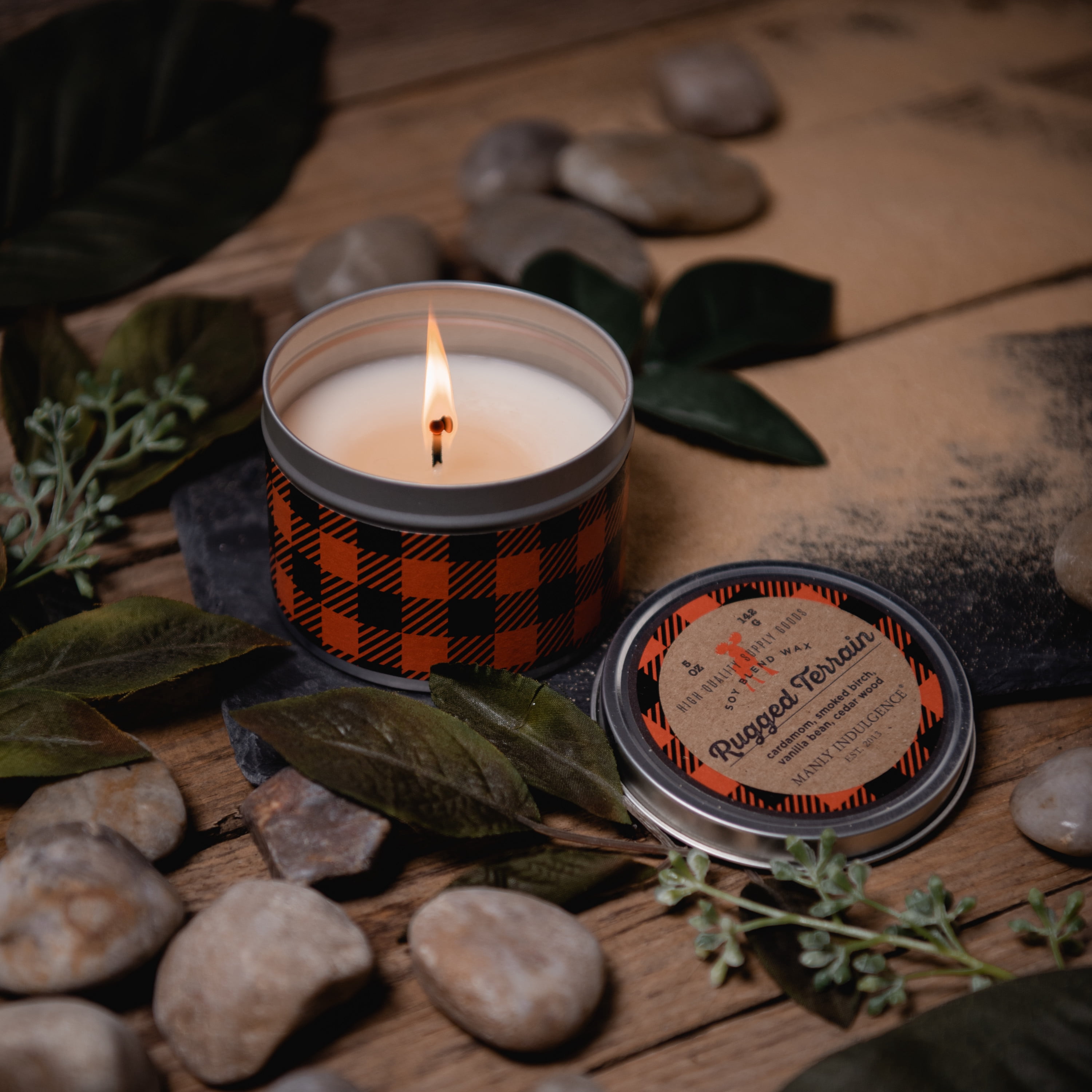 Manly Indulgence Rugged Terrain Gift Tin Candle - Adventure Collection - 5 oz - 20 hr Burn