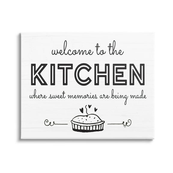 Stupell Industries Welcome to Kitchen Fresh Baked Pie Rustic Phrase Graphic Art Gallery Wrapped Canvas Print Wall Art, Design by Mollie B.