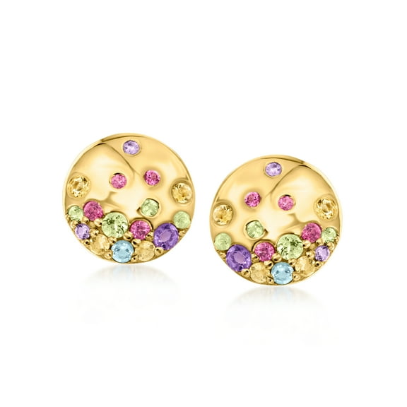 Ross-Simons 0.46 ct. t.w. Multi-Gemstone Disc Earrings in 18kt Gold Over Sterling, Women's, Adult