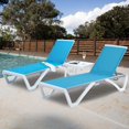 thumbnail image 4 of Kozyard Chaise Longue de Patio - Pieds Plats en Aluminium et Résine, Chaise Inclinable Extérieure Réglable pour Bronzage, Plage, Patio, Ensemble de Salon Ou Table de Patio (Deux Chaises Aqua avec Table), 4 of 4