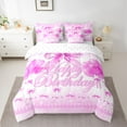 thumbnail image 2 of jejeloiu Cute Bowknot Bow 7pcs Bedding Comforter Set,Birthday Gifts Queen Bedding Sets For Girls Kids Reversible, 2 of 8