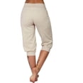 thumbnail image 3 of Women's High Waisted Capri Pants Drawstring Lightweight Stretch Yoga Hiking Joggers Casual Summer Pants with Pockets Beige, 3 of 6