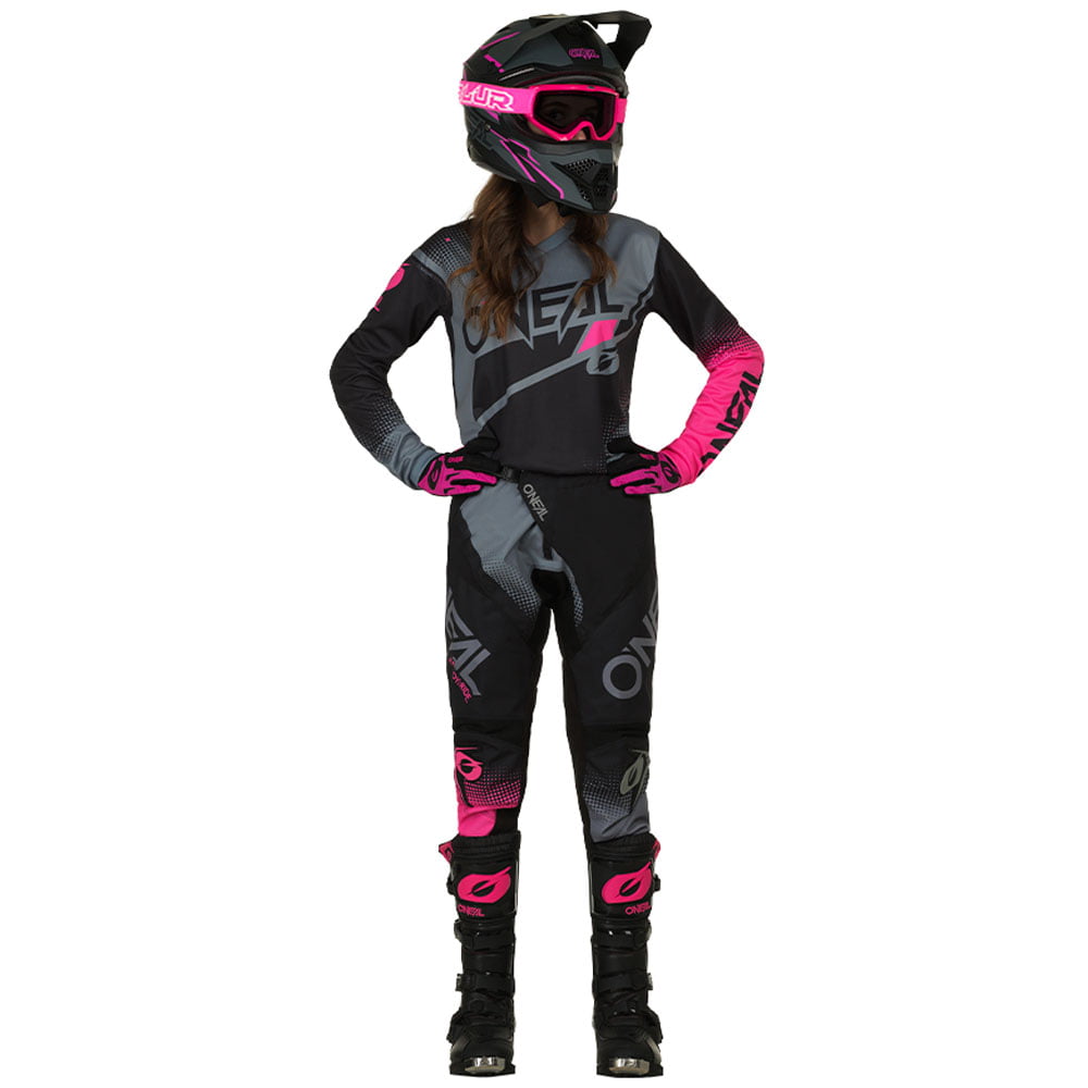 1-2/Medium O'Neal Element Pink/Gray Women Powersports Protective Jersey Pants riding bundle motocross MX off-road dirt bike package 