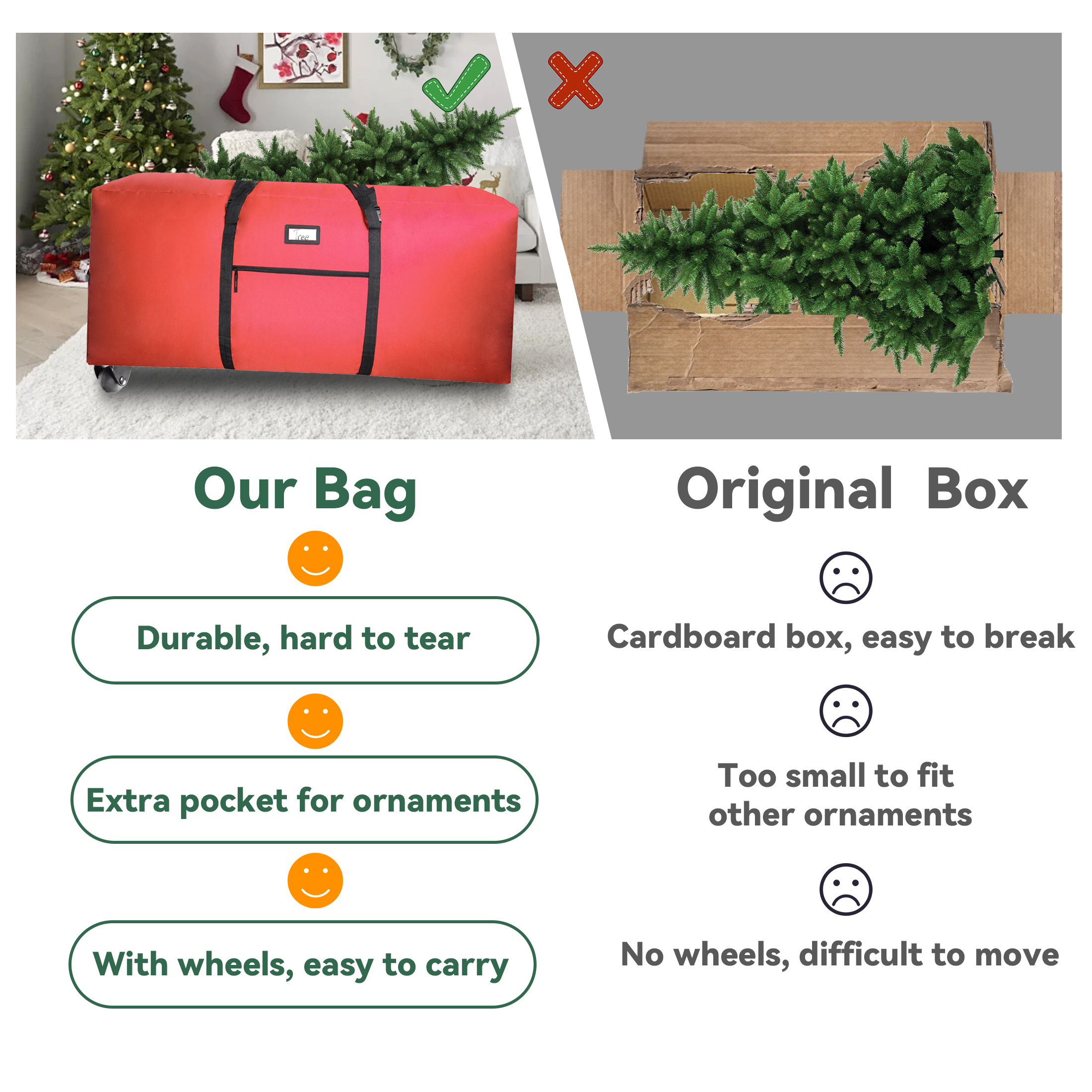 Tufmunb Rolling Christmas Tree Storage Bag, 9ft photo 2