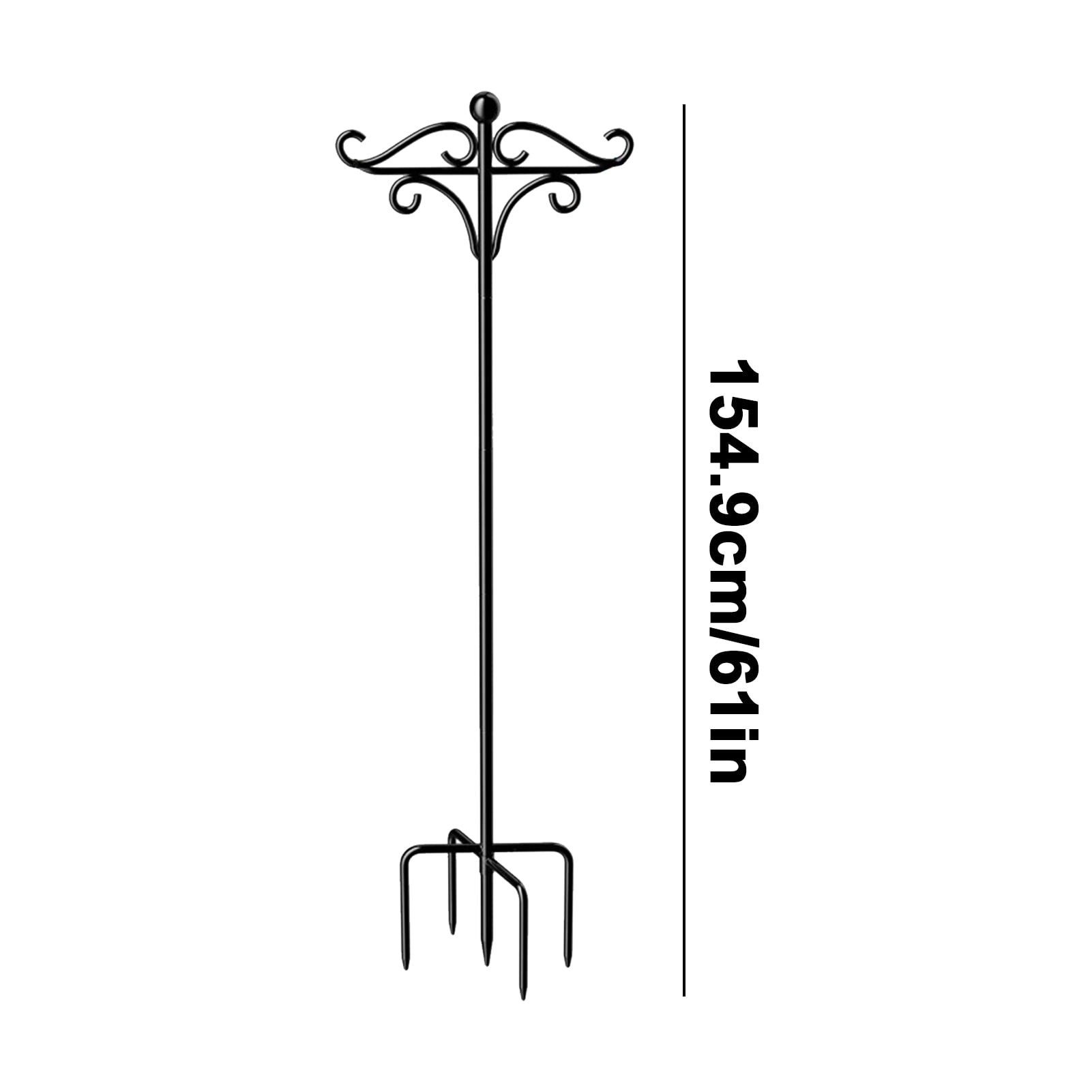 Double Shepherds Hooks For Outdoor, Bird Feeder Pole Shepherds Hook, Heavy Duty Iron Adjustable Hook Outside With 5 Prongs Base For Outside