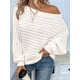 thumbnail image 4 of Suéteres de Otoño para Mujer, Hombros Descubiertos, Mangas Murciélago, Tops de Punto Texturizados, Suéter Extragrande de un Solo Hombro. Benbai L, 4 of 8