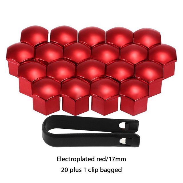 Maoww 20 Pieces Universal Car Wheel Nut Covers Vehicle Tire Caps Replacement Automotive Upgrade Modified Accessories Red 17mm