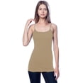 thumbnail image 3 of Essential Basic Women Value Pack Long Camisole Cami - White, Khaki, Charcoal, Black, Medium, 3 of 5
