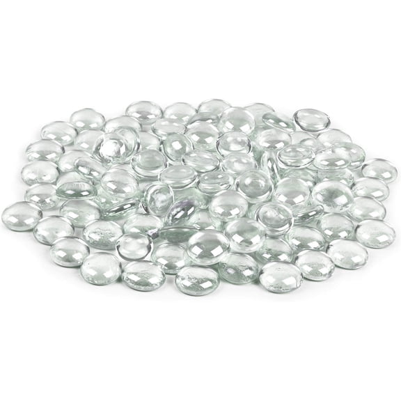 Glass Flat Clear Marbles Glass Pebbles Gems for Vase Fillers Stones Rocks (5 lbs Bag / 500-600 Stones)