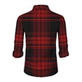 thumbnail image 3 of Dwelliawo Men's Plaid Button Down Shirt Plaid Button Down Shirt Long Sleeve Flannel Shirts Vintage Lightweight Shirt Autumn Tops with Pocket Deep Red 2XL, 3 of 3