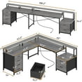 thumbnail image 2 of L Shaped Desk with Monitor Stand and 6 Drawer, 108" Home Office Desk with File Drawer & Power Outlet, Two Person Desk, Gaming Desk with Led Lights, Grey, 2 of 8