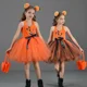 thumbnail image 2 of Disfraz de calabaza para Halloween para niñas, disfraz de cosplay de malla de nailon para niñas, vestido de tutú, tocado, bolsa, vestido de fiesta de cumpleaños para niños, 2 of 5