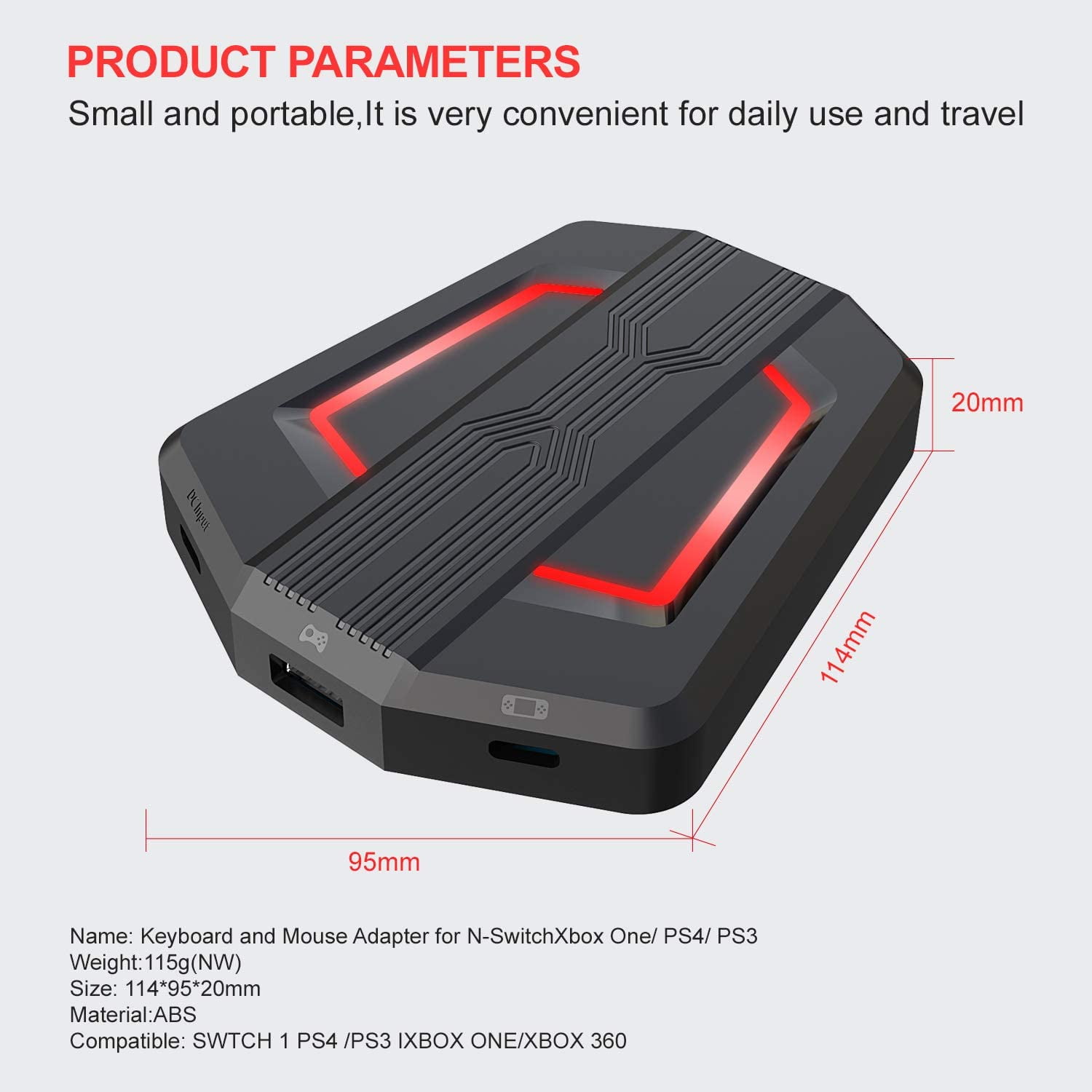 HXSJ P6 LED Backlit Gaming Controller Converter, TYPE-C USB HXSJ P6 LED Backlit Gaming Controller Converter, TYPE-C USB