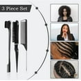 thumbnail image 2 of OPALESQUE 3 Pcs Slick Back Hair Brush Set with Edge Brush, Bristle Brush, Rat Tail Comb, Teasing Brush Set for Smoothing Baby Hair & Flyaways - Black, 2 of 6