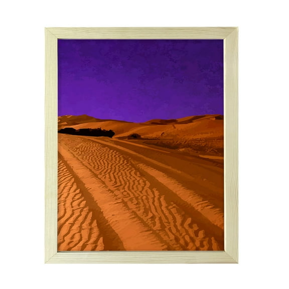 Designs ByLITA Deep Violet Desert Night, 11 x 14 Wooden Wall Print (Framed) | Old Masterpieces | Stylish Modern Decoration For The Home and Office