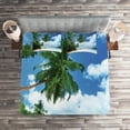 thumbnail image 2 of Ambesonne Seascape Quilted Coverlet 3 Pcs, Mahe Island in Seychelles, King Size, Green Blue Aqua, 2 of 2