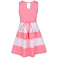 thumbnail image 2 of Big Girls' Sleeveless Dress Color Block Striped Summer Special Flower Girl Dress Pink 12 (J20KS77), 2 of 3