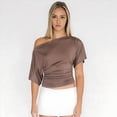 thumbnail image 4 of Tops de Verano con Hombros Descubiertos para Mujer, Camisetas para Salir, Top Corto Sin Mangas, Ropa de Moda, Conjuntos de 2025 Caqui M, 4 of 8