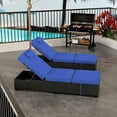 thumbnail image 6 of Set of 2 Outdoor Patio Chaise Lounge Chairs with Adjustable Backrest, Brown PE Wicker Reclining Chairs with Removable Cushions, Foldable Side Table, Sunbathing Pool Loungers for Patio, Garden, Deck, 6 of 6