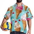 thumbnail image 4 of Ice Cream Men's Casual Printed Button Down Short Sleeve Poplin Hawaiian Beach Shirt with Spread Collar Tops, 4 of 6