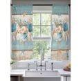 thumbnail image 2 of Teal Blue Brown Beach Coastal Sheer Curtains 72 Inch Length 2 Panels Set Window Treatments, Nautical Shell Starfish Coral Summer Rod Pocket Semi Curtains for Living Room/Bedroom/Kitchen, 104"W x 72"L, 2 of 7