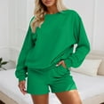 thumbnail image 2 of Women's Shorts Suit Casual Athletic Wear Round Neck Long Sleeve Top With Shorts Comfortable Outfit For Spring Summer Fall, 2 of 2