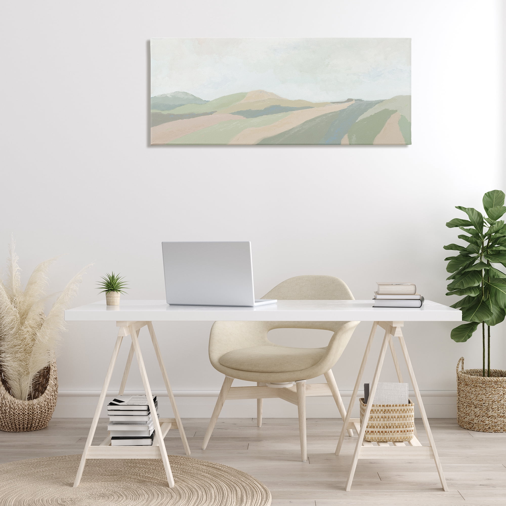 Stupell Industries Striped Green Hills Landscape & Nature Painting Wrapped Canvas Art Print Wall Art, 48 x 20
