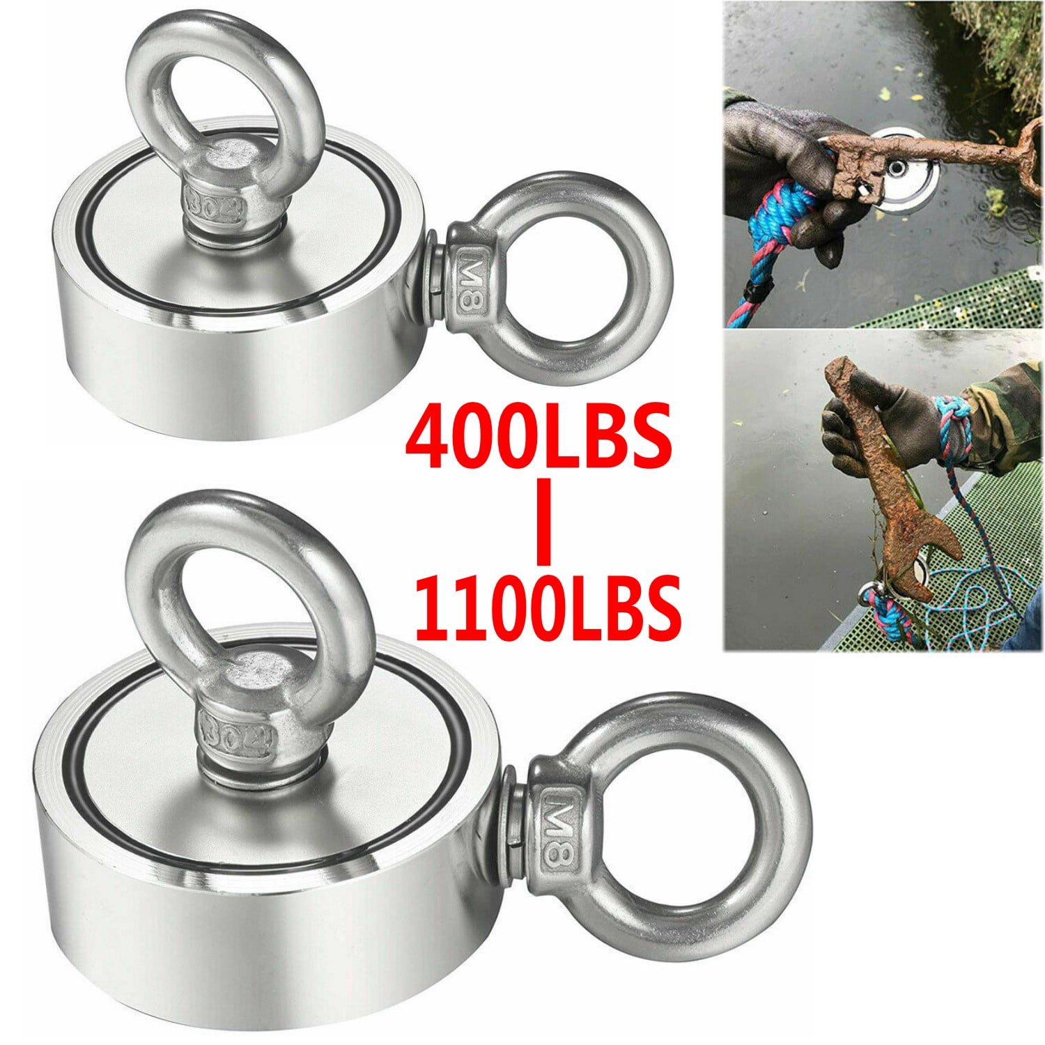400BLS Pulling Force Neodymium Magnet Double-sided Salvage Fishing Magnet Hook 
