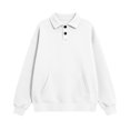 thumbnail image 6 of WQNVRNR Womens Collar Sweatshirt Casual Loose Fit Kangaroo Pocket Button Front Fall Pullover Sweatshirt with Pocket White M, 6 of 8