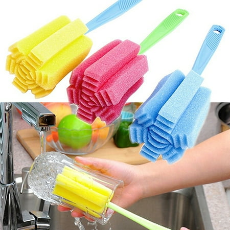 

SANWOOD Sponge Brush Kitchen Cleaning Tool Sponge Brush for Wineglass Bottle Coffe Tea Glass Cup