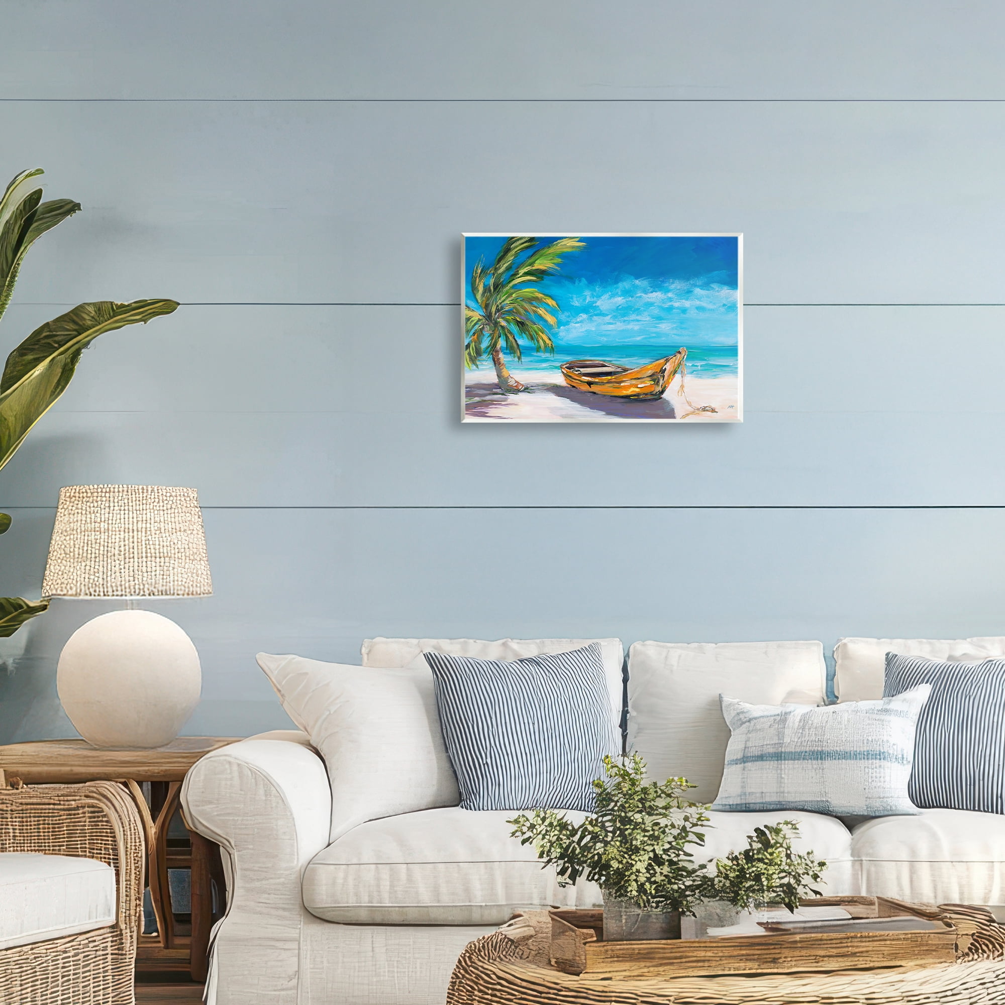 Stupell Industries Lost Island Palm & Boat Wall Plaque Art, design by Julie DeRice
