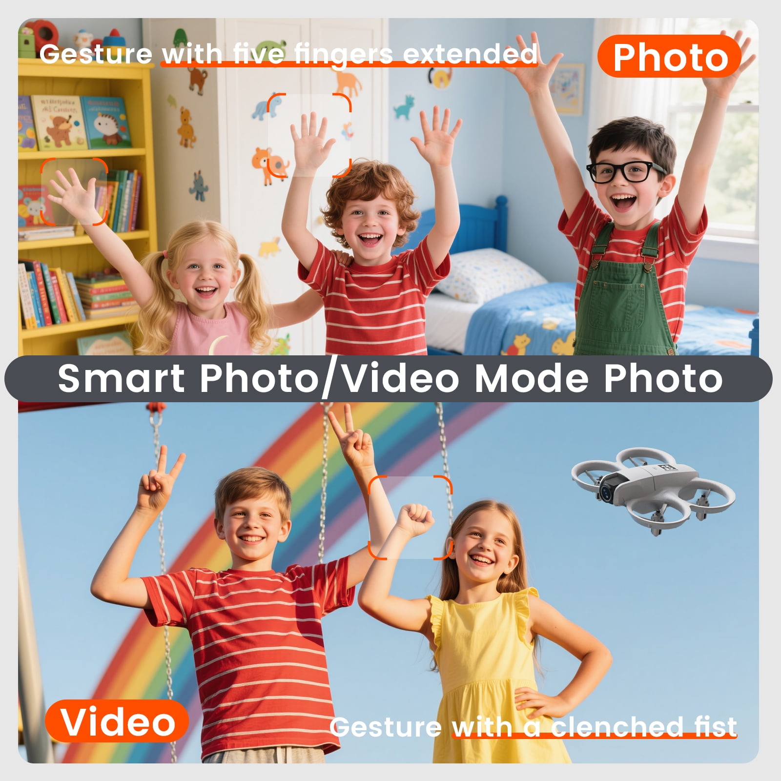 JoyStone Mini HD FPV Drone with Camera 1080P for Kids Adults, RC Quadcopter with LED Lights, One Key Take Off/Land, Optical Flow Position, Headless Mode, 360°Flip, 2 Batteries for Boy Girl