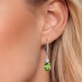 thumbnail image 3 of Gem Stone King 925 Sterling Silver Green Peridot and White Created Sapphire Dangle Earrings for Women with Lab Grown Diamond (4.73 Cttw, Oval 9X7MM), 3 of 6