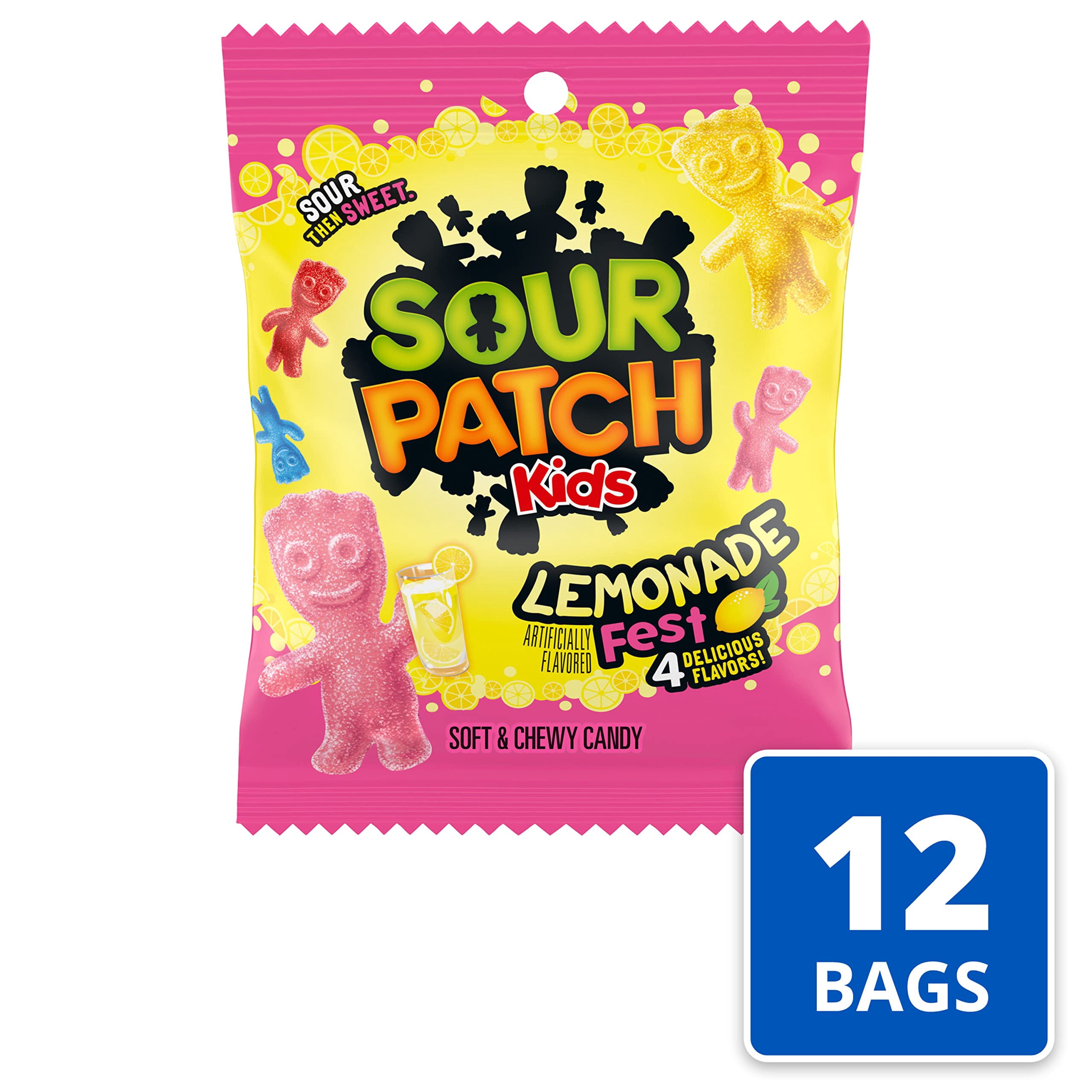 Sour Patch Kids Lemonade Fest Soft & Chewy Candy, 12-3.61 Oz Bags