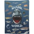thumbnail image 3 of Shark Blanket Gifts for Kids Adults Soft Warm Lightweight Cozy Cartoon Sharks World Throw Blankets for Bed Living Room Sofa Couch Birthday Decor 50x60in, 3 of 6