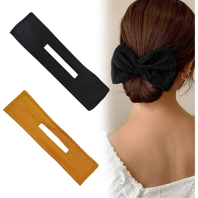 Moño mágico, diadema para moño, moño para el cabello, fabricante de pinzas para el cabello con peinado de rosquilla, pinzas para el cabello de tela, accesorios para moño 2 piezas Rojo Verde